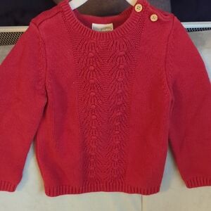 Little Planet Cherry Red Knit Sweater with Button Shoulder